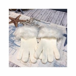 5/$25 Women's Faux Fur Trim Knit Winter Gloves